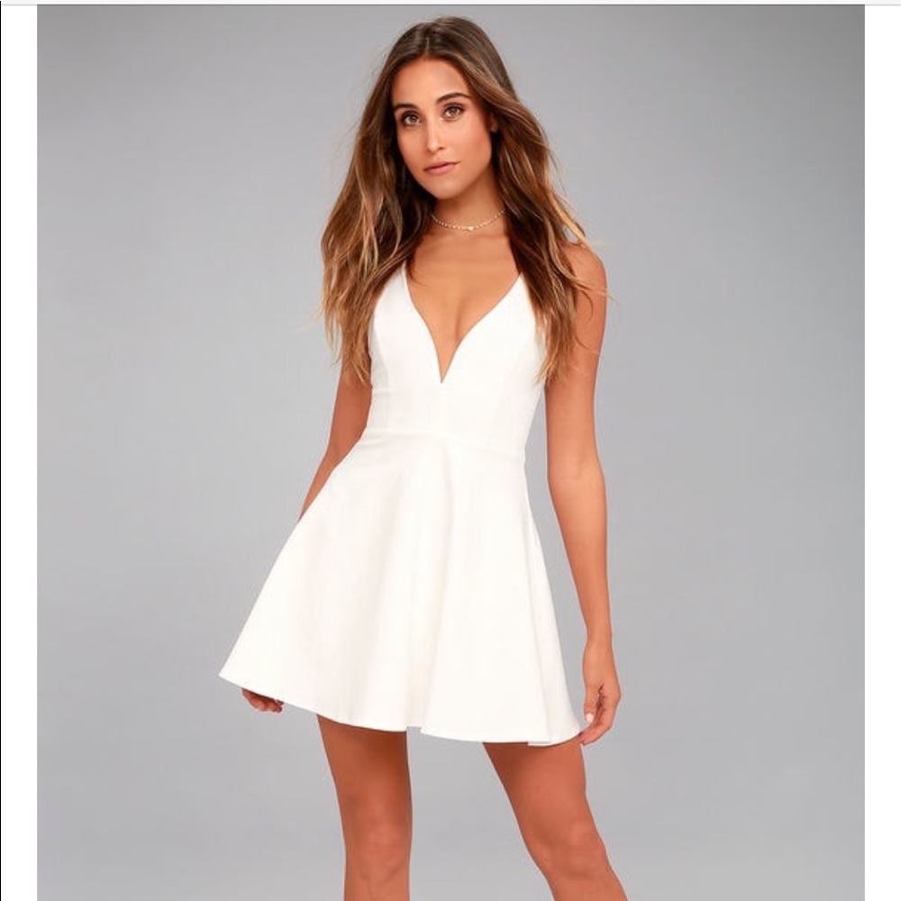 LULUS Love galore white skater dress (romper)